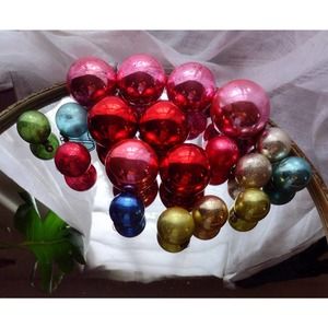 Vintage glass ornaments,multi colored lot